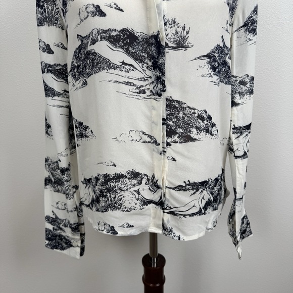 Reformation Top Womens S Blue White Button Up Mermaid Beach Ethereal Boho Whimsy - Picture 3 of 12